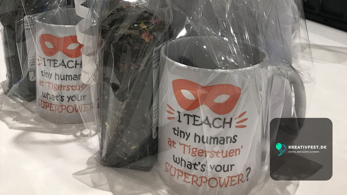 Custom mugs and cards prepared as farewell gifts for nursery teachers