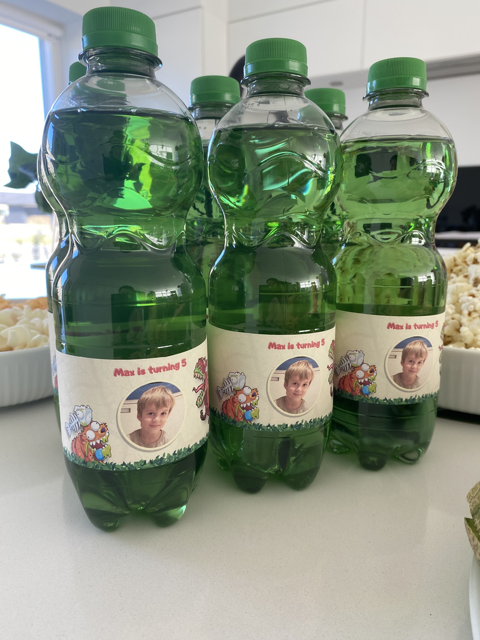 Green soda bottles with custom Smashers labels