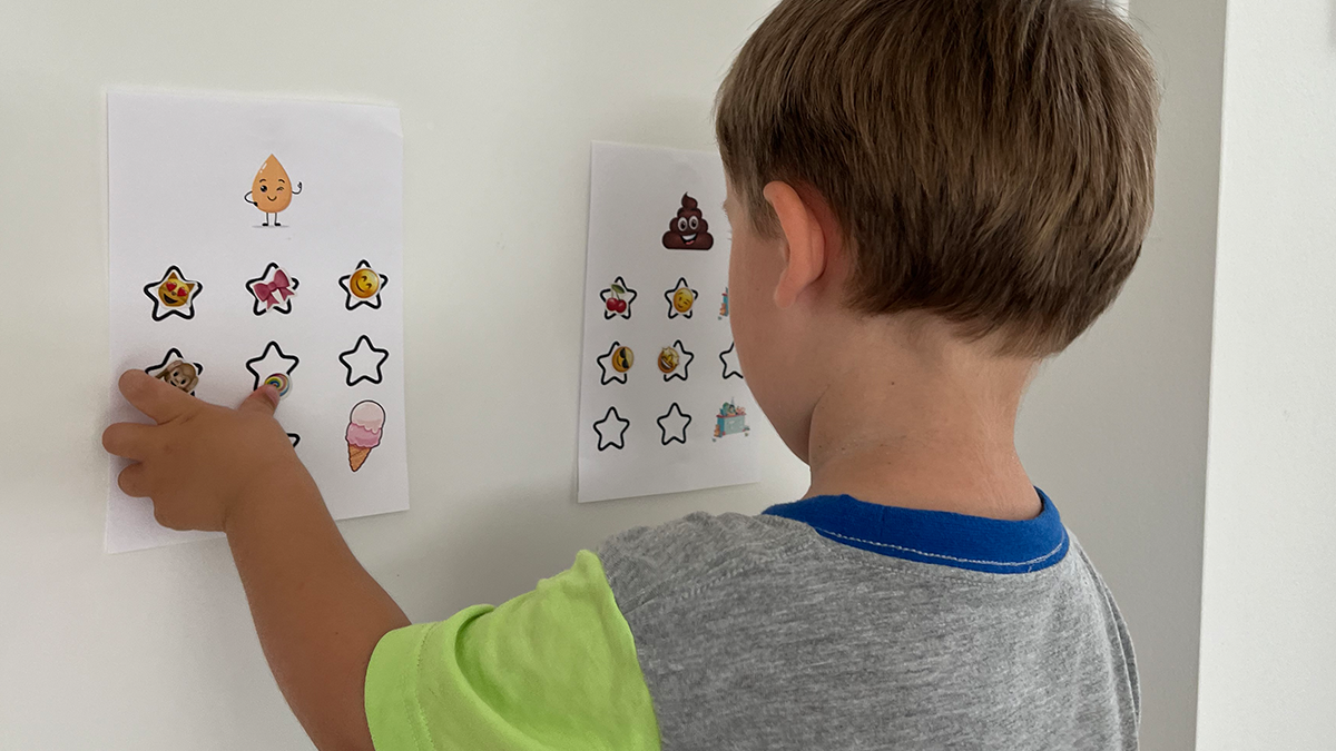 Festive potty-training sticker chart with stars to fill in