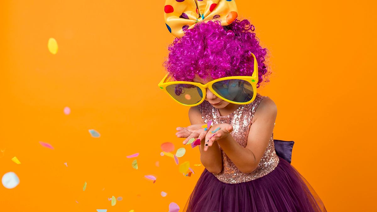 Colorful themed birthday party decorations and table setup