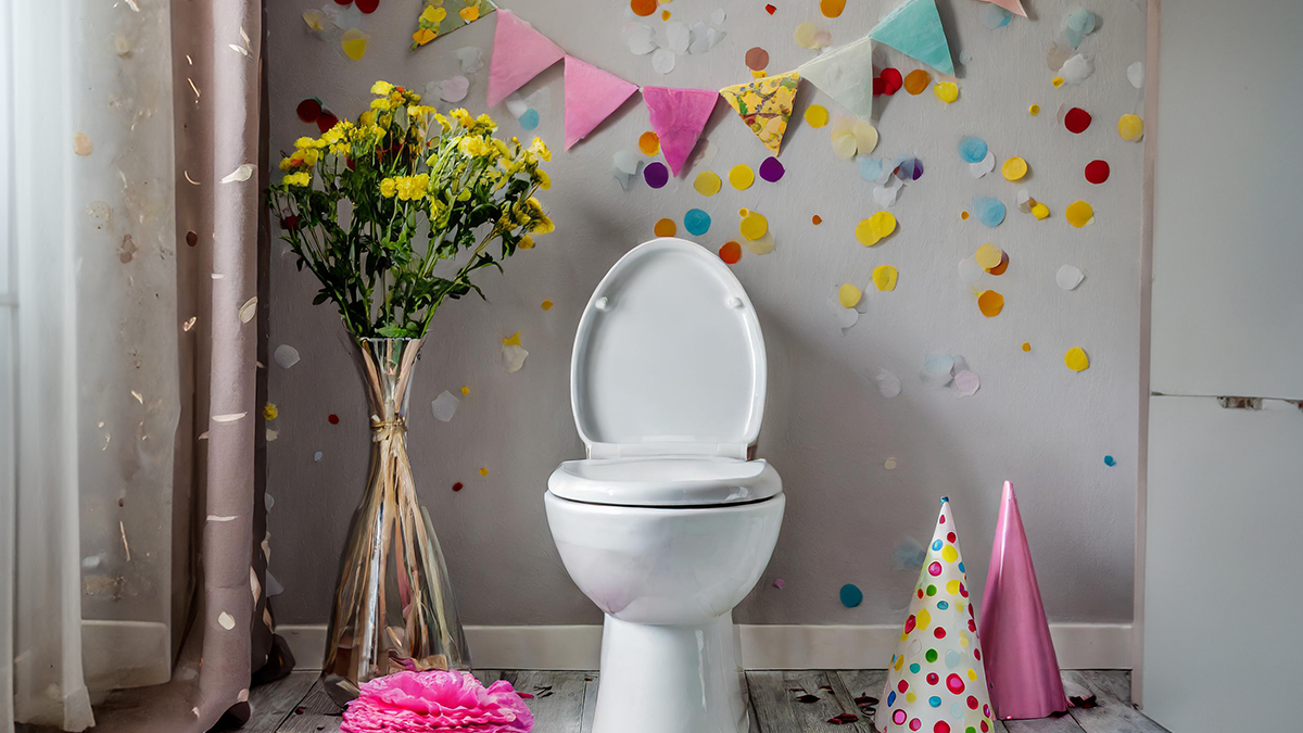 Festive potty-training decorations celebrating a toddler's milestone