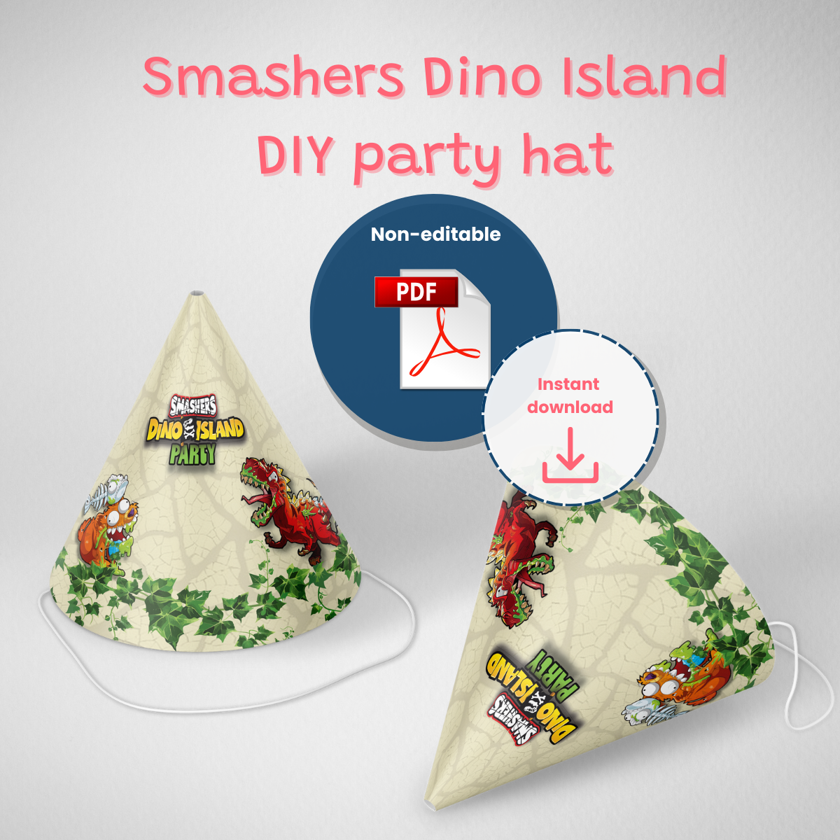 Smashers Dino Island printable party hats
