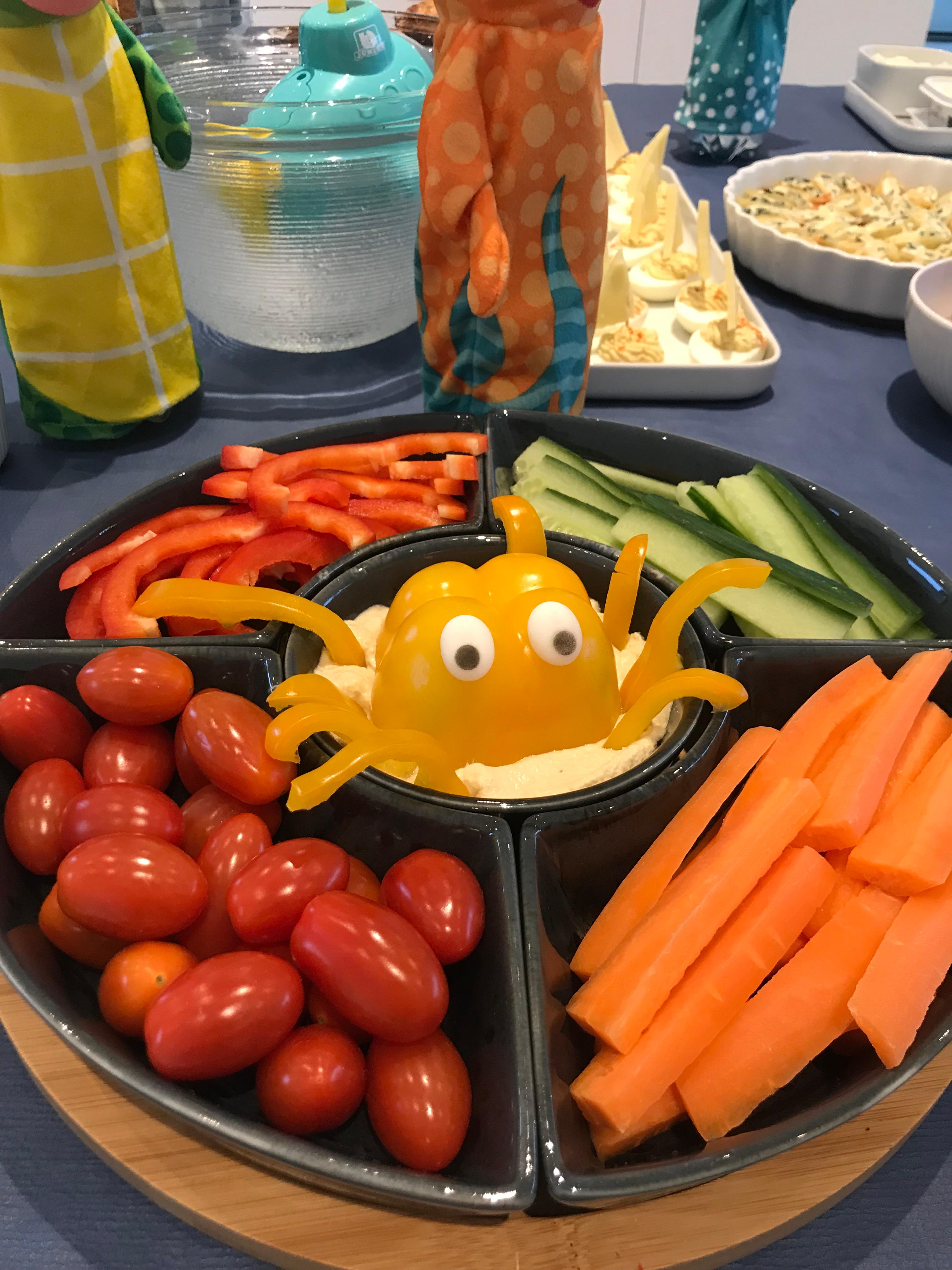 Blueberry muffins with sea-life cake toppers